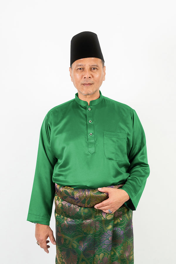 Baju Melayu Cekak Musang Sateen Green