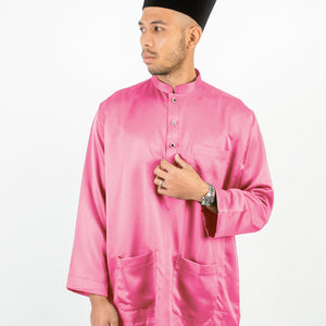 Baju Melayu Cekak Musang Sateen Pink