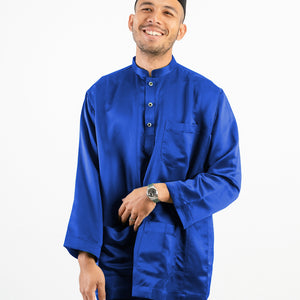 Baju Melayu Cekak Musang Sateen Royal Blue