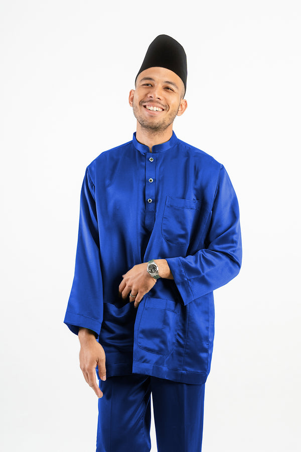 Baju Melayu Cekak Musang Sateen Royal Blue