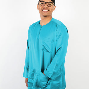 Baju Melayu Telok Blangah Sateen Cerulean